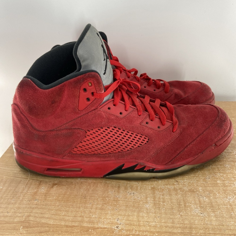 Nike Air Jordan 5 Retro Red Red Suede Toro Flight Suit Size 17 [136027-602]